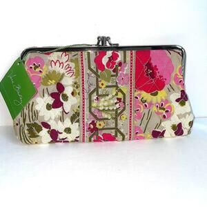 NWT Vera Bradley Retired Make Me Blush Floral Kisslock Wallet 8"